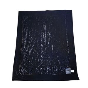 Dennis Basso Home Luxury Thick Faux Fur Throw Blanket Black Velvet Lined 48"x59"
